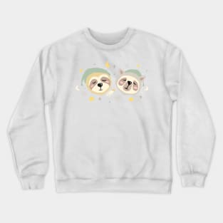 Cute sleeping Sloth and Lemur Crewneck Sweatshirt